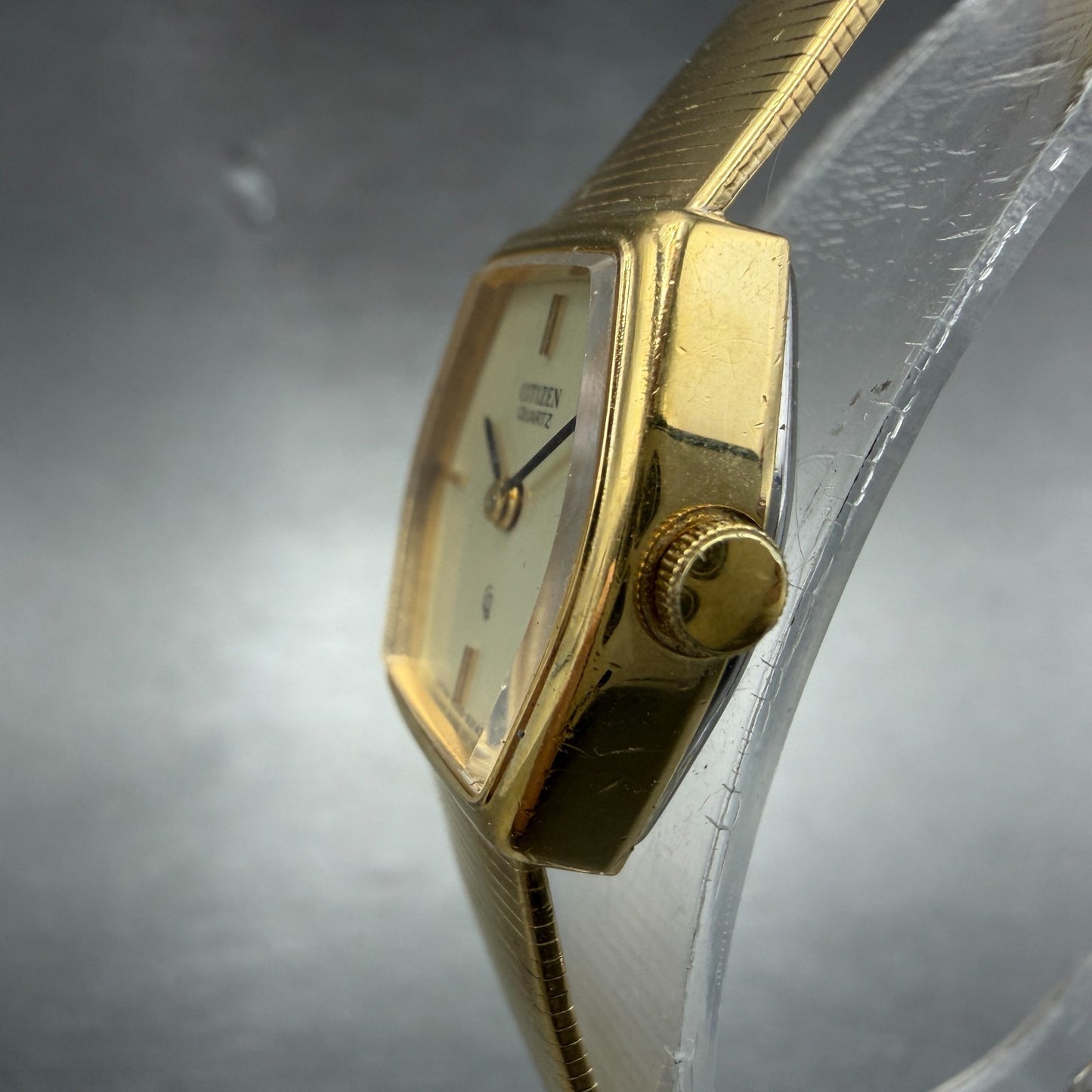 Citizen CQ Watch Women 19mm Champagne Dial Gold Tone Hexagon New Battery2