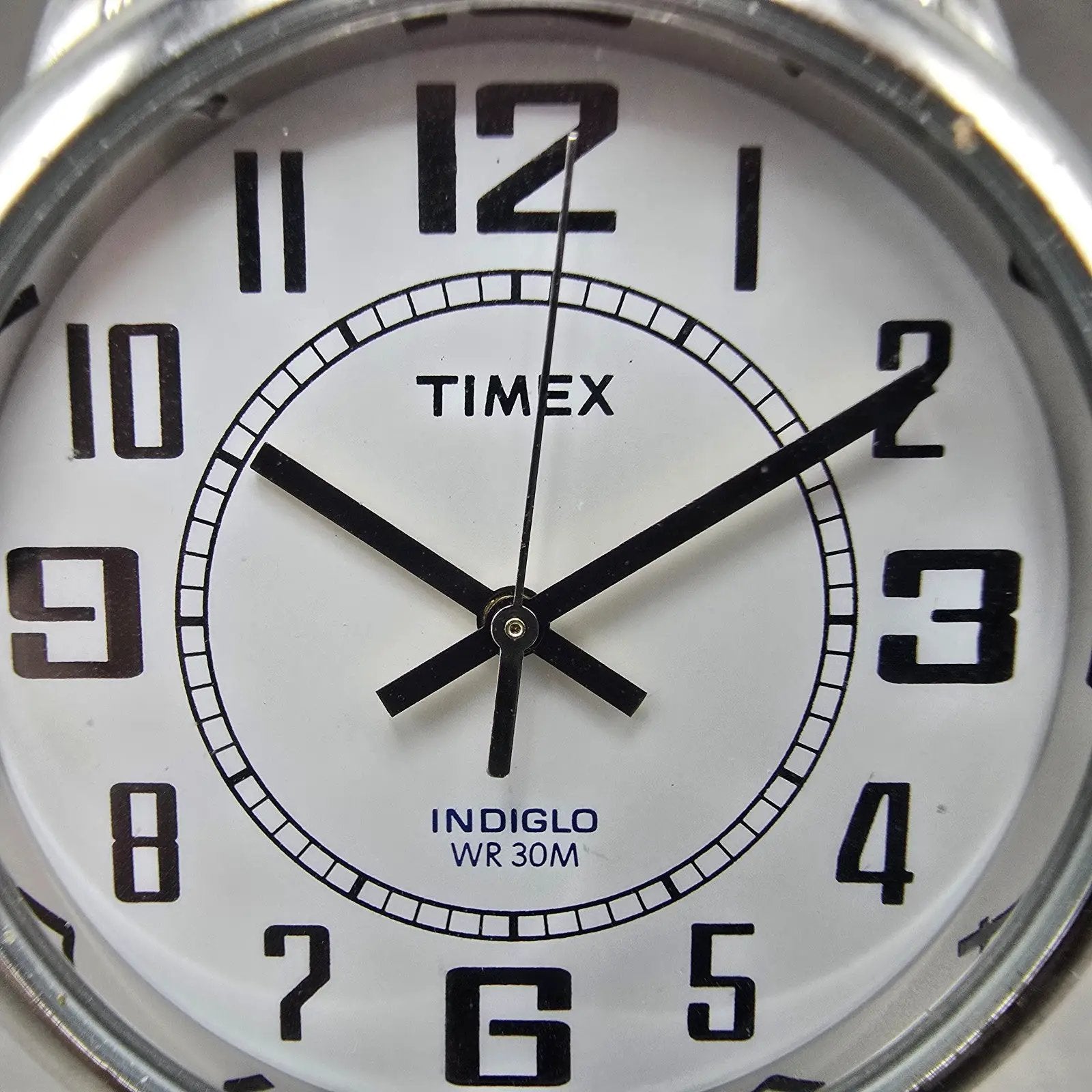 Timex Indiglo Watch Men 35mm White Dial Silver Tone Round T2G171 New Battery1