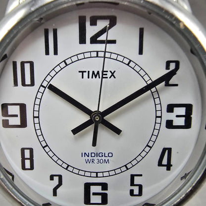 Timex Indiglo Watch Men 35mm White Dial Silver Tone Round T2G171 New Battery1