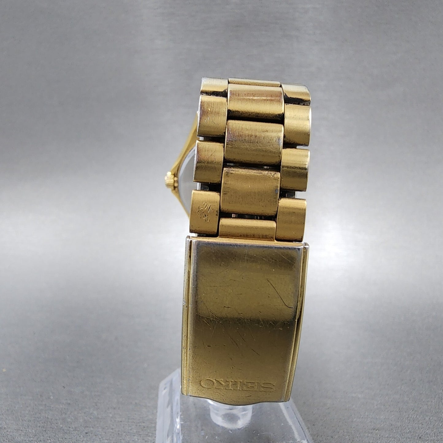 Seiko Spirit Watch Men 35mm Champagne Dial Gold Tone Daydate 7n437180 PARTS8