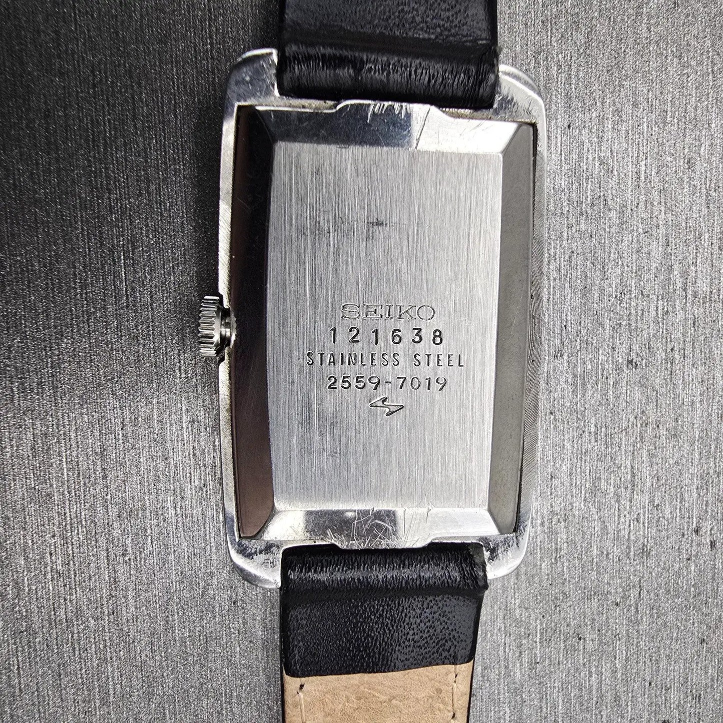 Seiko Watch Men 25mm Blue Dial Silver Tone Rectangle 2559-7019 Vintage Works10
