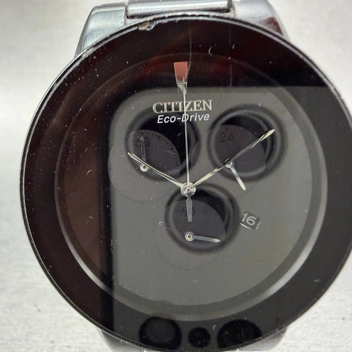 Citizen Axiom Eco-Drive Chronograph Watch Men 43mm Black Dial Black Tone Runs1