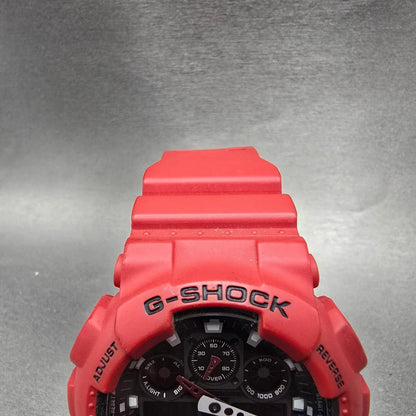 Casio G-Shock GA-100B Watch Men 51mm Red Black Alarm Chrono Analog Digital READ!4