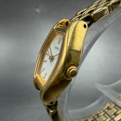 Seiko Watch Women 18mm White Dial Gold Tone Oval 1N01-5C19 New Battery2