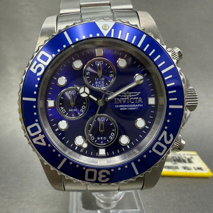 Invitca Pro Diver Chronograph Watch Men 43mm Blue Dial Steel 1769 Round New batt1