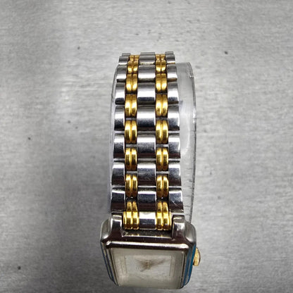 Seiko Watch Women 17mm White Dial Two Tone Rectangle V401-5129 New Battery VTG4