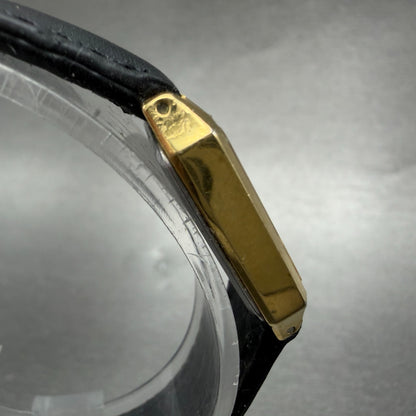 Seiko Tank Watch Women 19mm Black Dial Gold Tone Rectangle 4n21-5090 New Battery3
