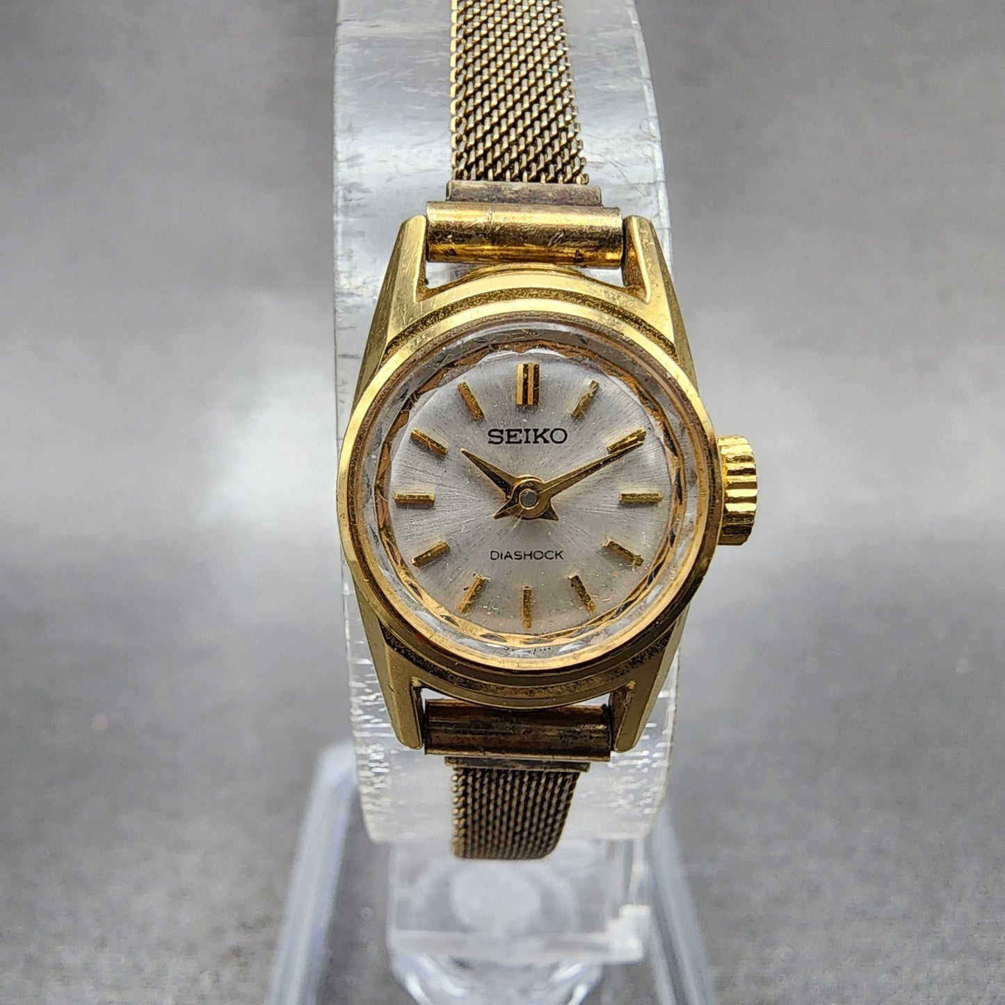 Seiko Watch Women 15mm White Dial Gold Plated Manual Wind Round 100180 Runs0