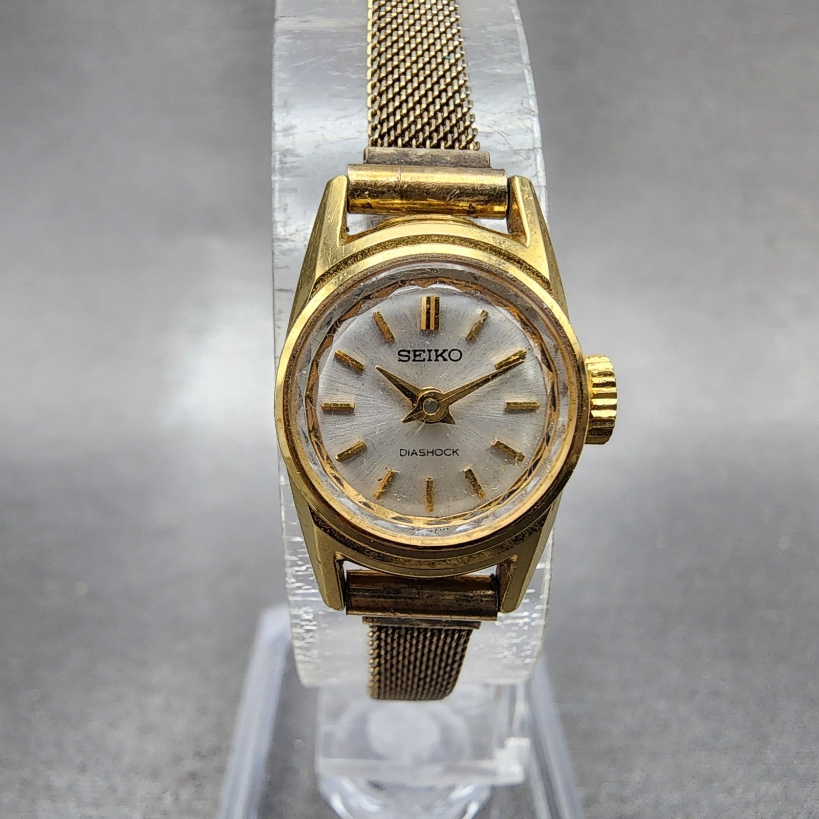 Seiko Watch Women 15mm White Dial Gold Plated Manual Wind Round 100180 Runs0