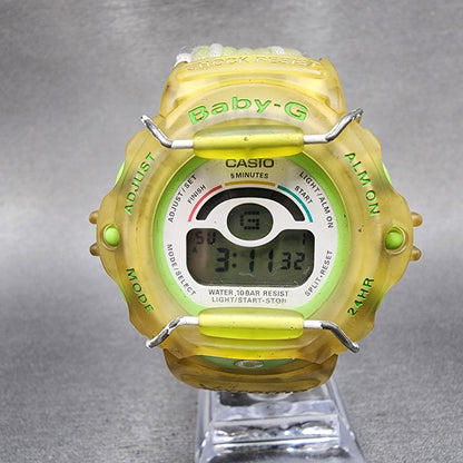 Casio baby G Watch Women 46mm Digital White Dial Clear Case Round BG340 New Batt0