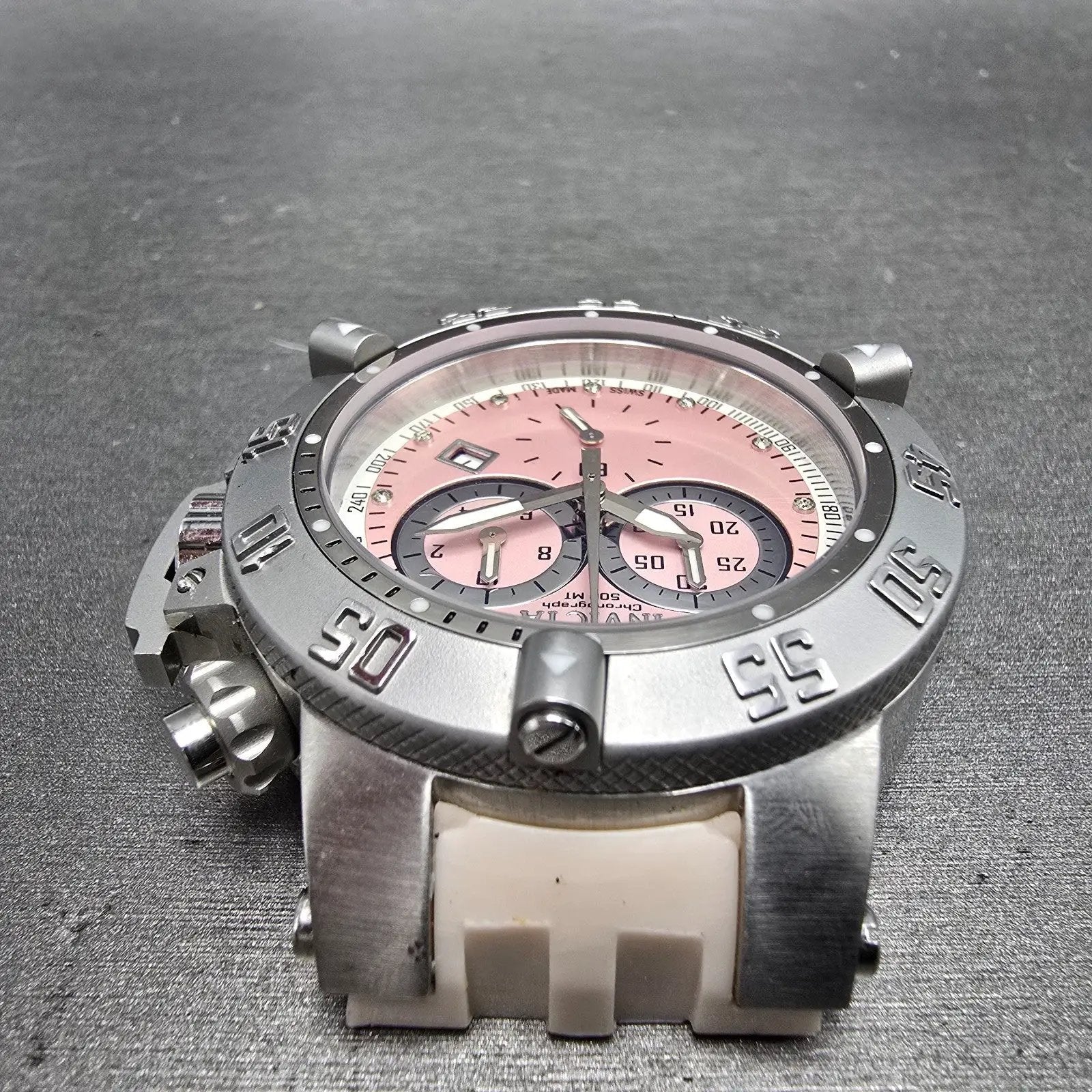 Invicta Sub Aqua Noma III Chronograph Watch Women 42mm Pink Dial Steel New Batt5