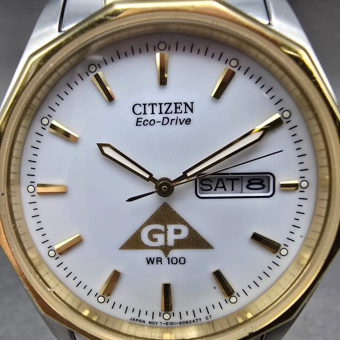 Citizen Eco-Drive Watch Men 37mm White Dial Two Tone Daydate E101-S053439 WorksP1