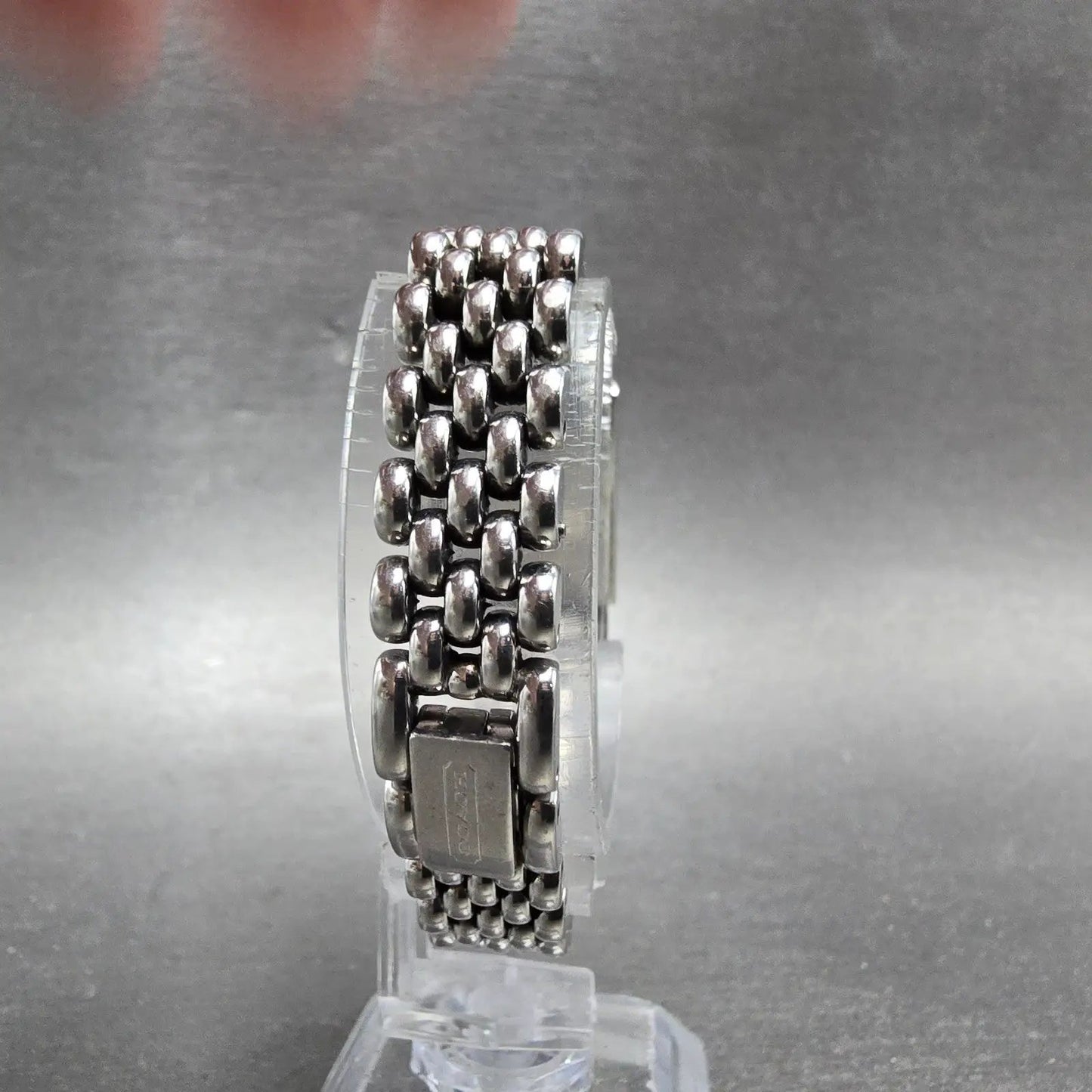 Coach Tank Watch Women 17mm White Dial Silver Tone Rectangle 0820 New Battery7