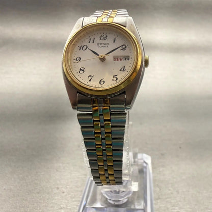 Seiko Watch Women 24mm White Dial Two Tone Daydate Round 7N83-0011 New Battery5