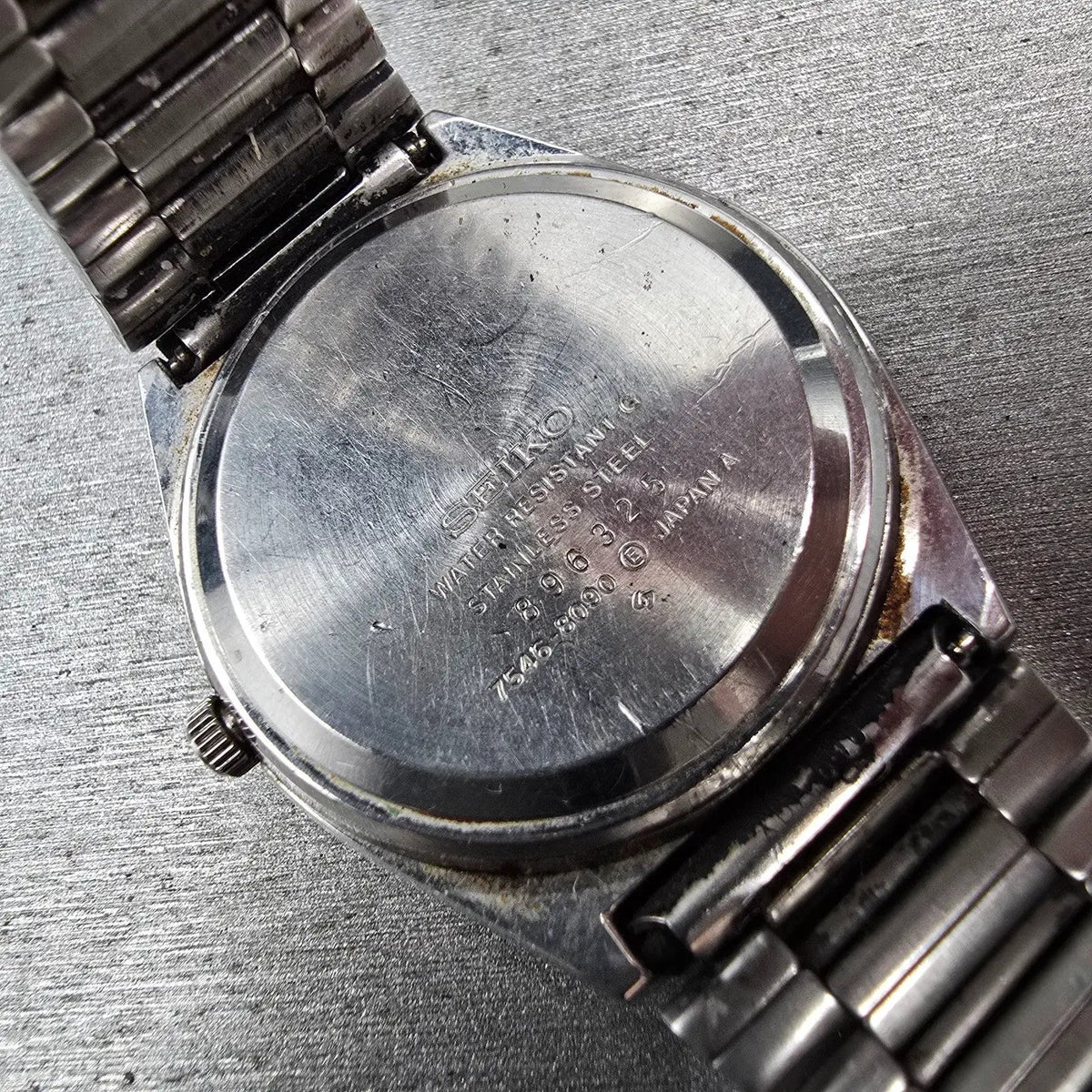 Seiko Type II Watch Men 36mm Black Dial Silver Tone Daydate 7546-8090 New Batt11