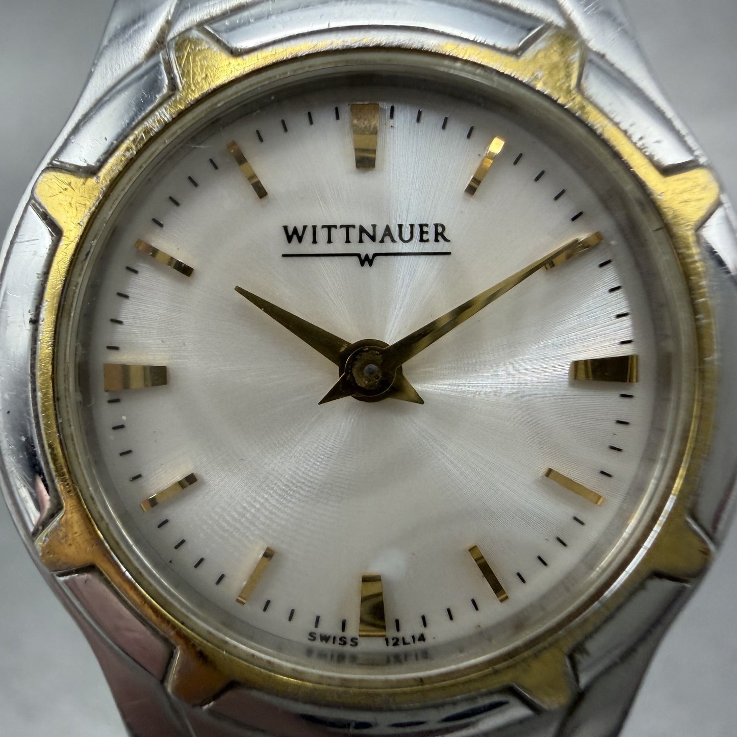 Wittnauer Watch Women 25mm White Dial Two Tone Round 12L14 New Battery1