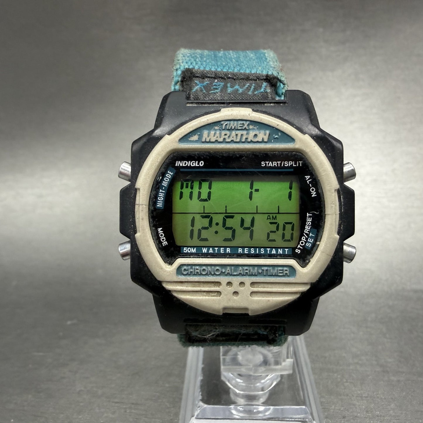 Timex Marathon Digital Watch Men 40mm LCD Black Tone Alarm Chrono New Battery0