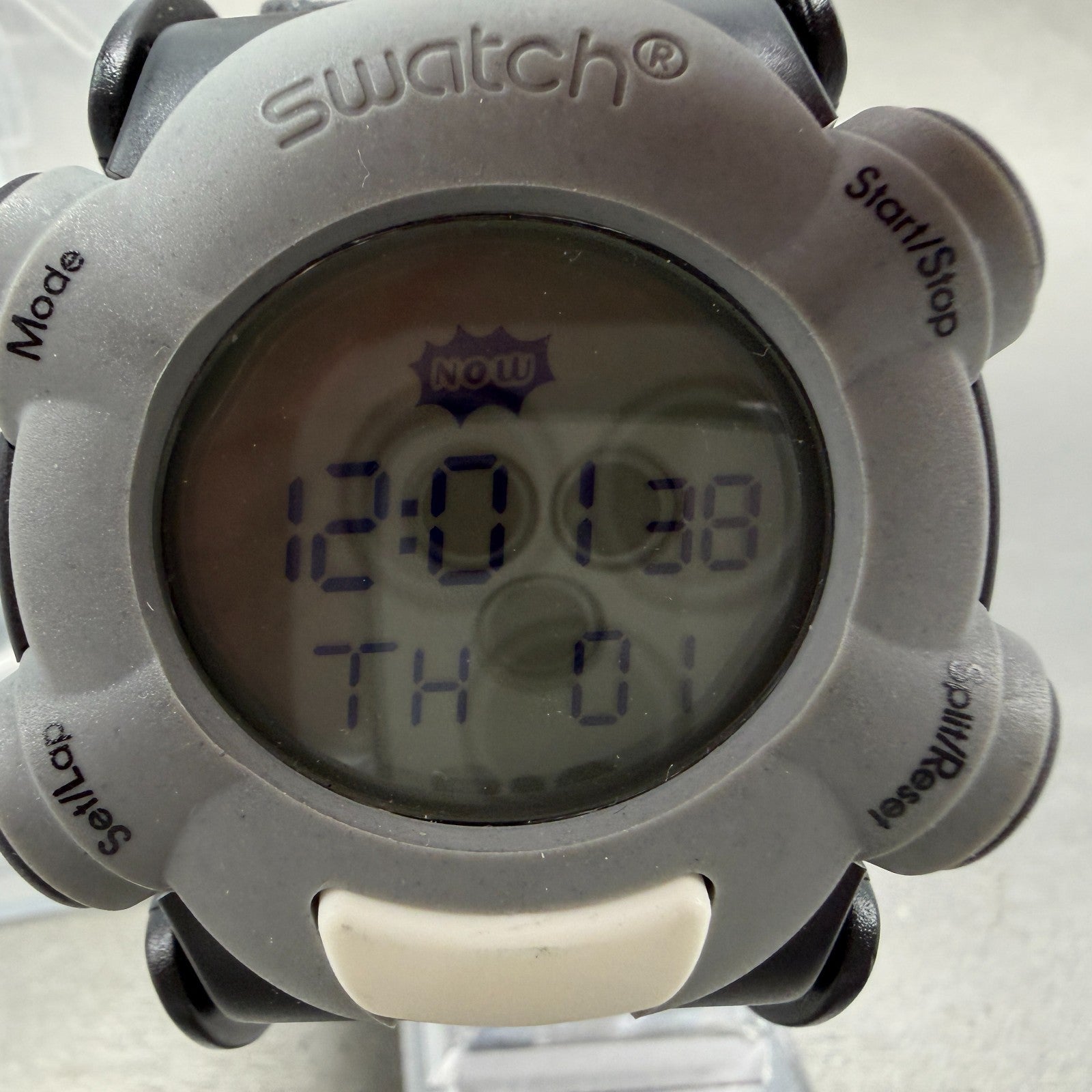 Swatch Webmaster Static Watch Men 45mm Black Gray Digital Alarm SQB101 New Batt1