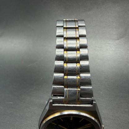 Pulsar Watch Men 37mm Black Dial Two Tone Daydate V733-X004 Round New Battery 24
