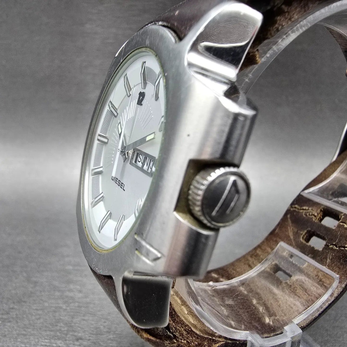 Diesel Watch Men 42mm White Dial Silver Tone Daydate READ!!! DZ-4037 New Battery2