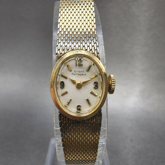 Girard Perragaux Watch Women 15mm White Dial 10K Gold Filled Manual Wind Runs0
