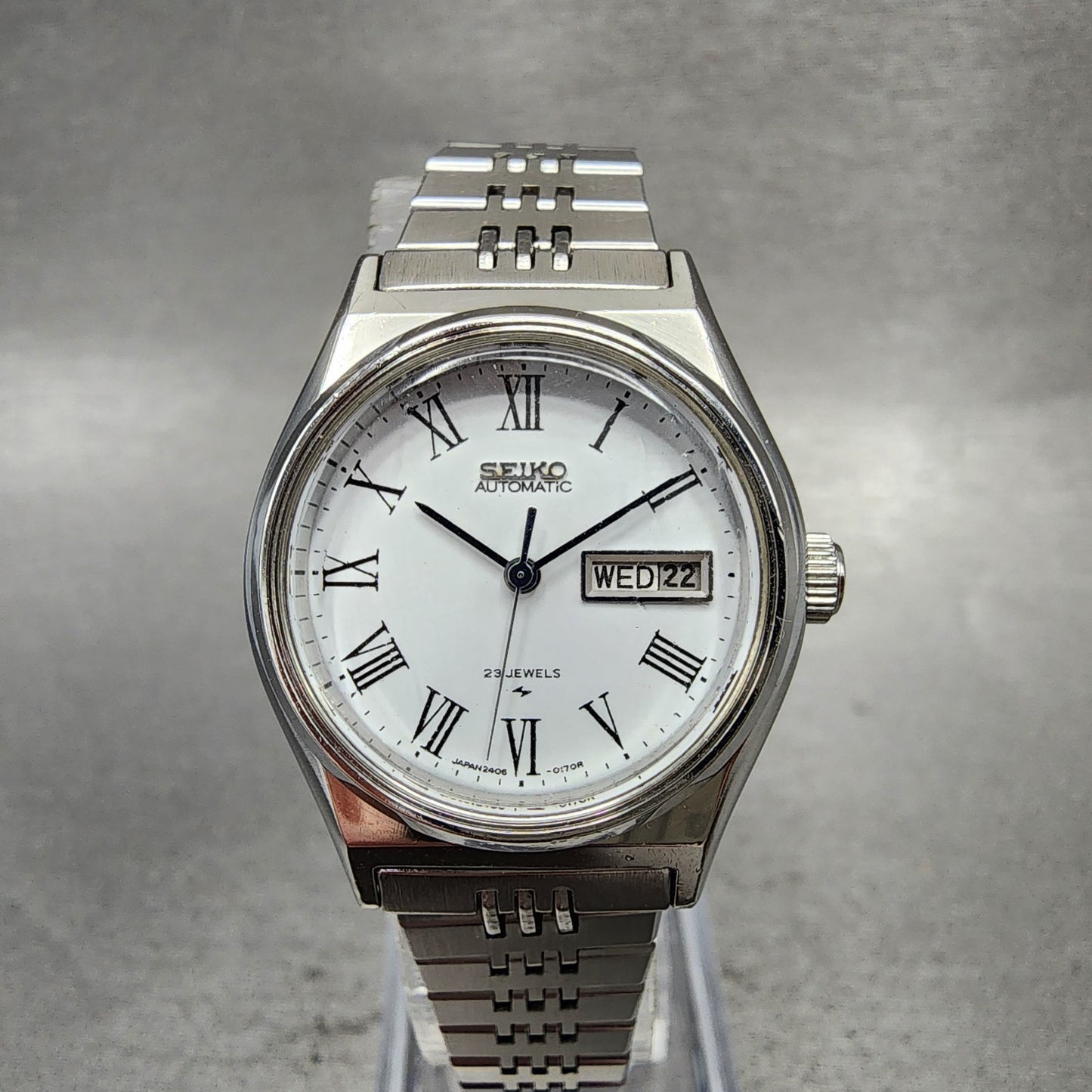 Seiko Automatic Watch Women 27mm White Dial Silver Tone Daydate 24060060 PARTS0