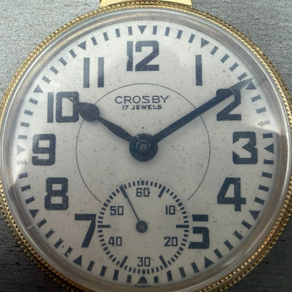 Crosby Pocket Watch 50mm White Dial Gold Plated Manual Wind 17 Jewels PARTS2