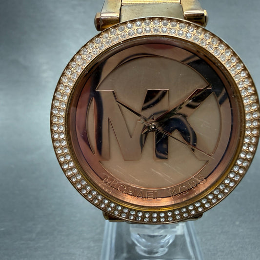 Michael Kors Parker Watch Women 39mm Rose Dial Rose Gold Tone Round New Battery0