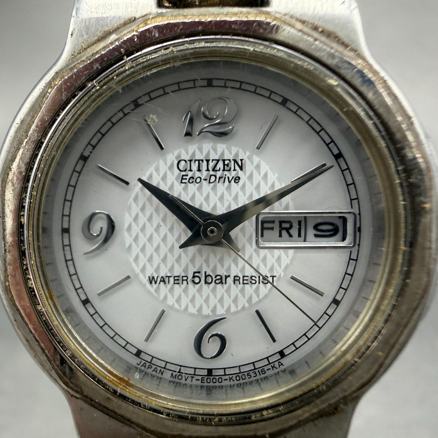 Citizen Eco-Drive Watch Women 26mm Gray Dial Steel Daydate E000-K003342 Runs1