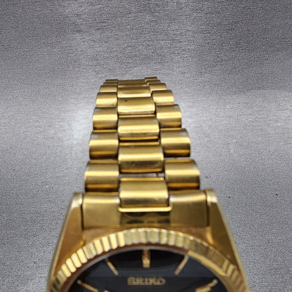 Seiko SQ President Watch Men 36mm Black Dial Gold Tone 5Y238A60 New Battery4