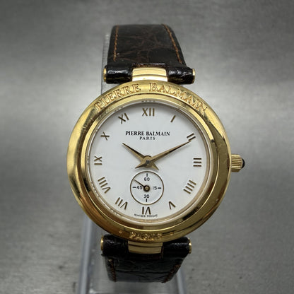 Pierre Balmain Watch Women 26mm White Dial Gold Tone Small Seconds New battery0