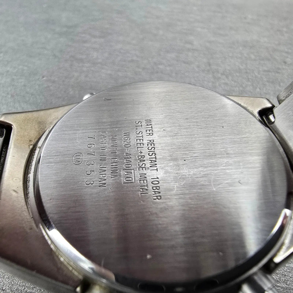 Seiko ALBA Spoon Watch Men 36mm Silver Blue Alarm Chronograph Digital PARTS10