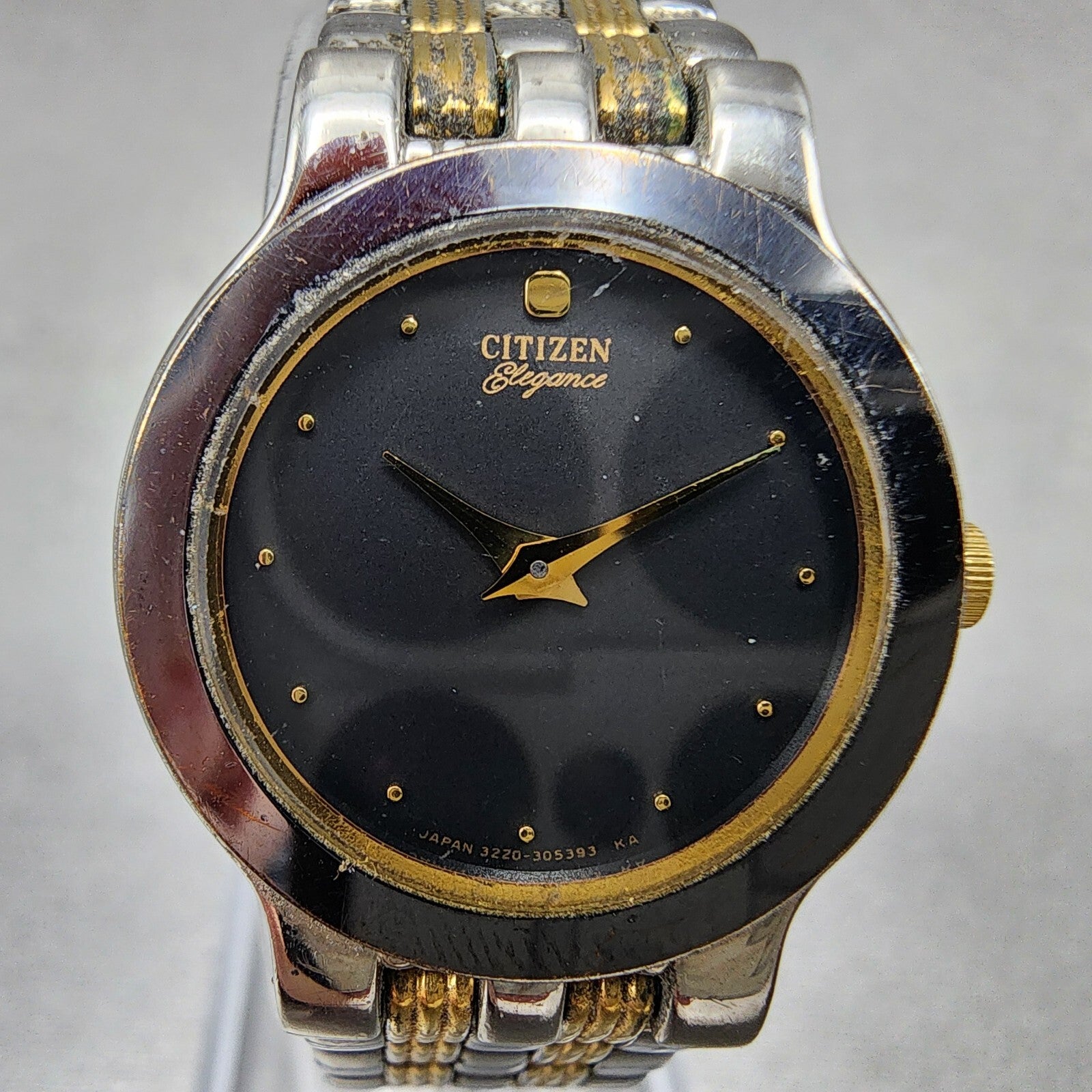 Citizen Elegance Watch Women 23mm Black Dial Two Tone Round 3220325311 New Batt1
