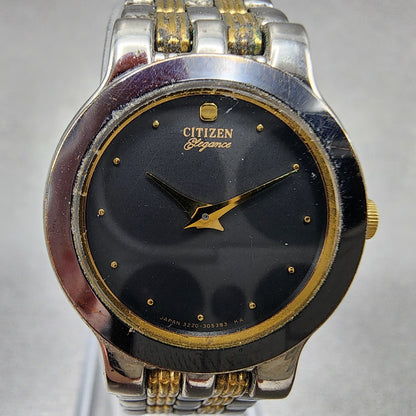 Citizen Elegance Watch Women 23mm Black Dial Two Tone Round 3220325311 New Batt1