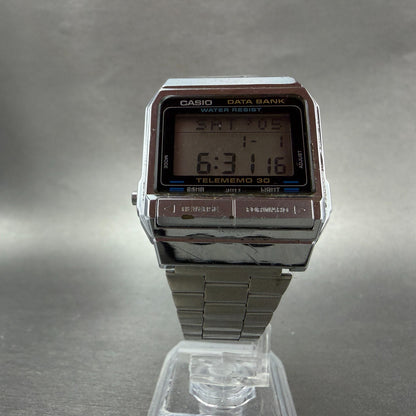 Casio Data Bank DB-300 Watch Men 32mm Digital Silver Tone Alarm Chrono New Batt5