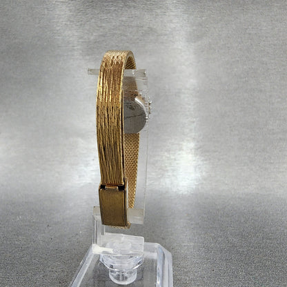 Elgin Watch Women 15mm Champagne Dial Gold Tone Oval Diamond bezel New Battery7