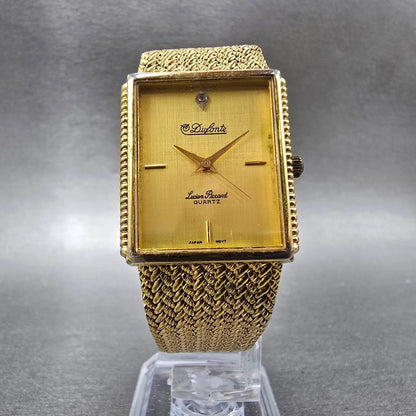 Lucien Piccard Dufonte Tank Watch Men 25mm Gold Dial Gold Tone Rectangle NewBatt5
