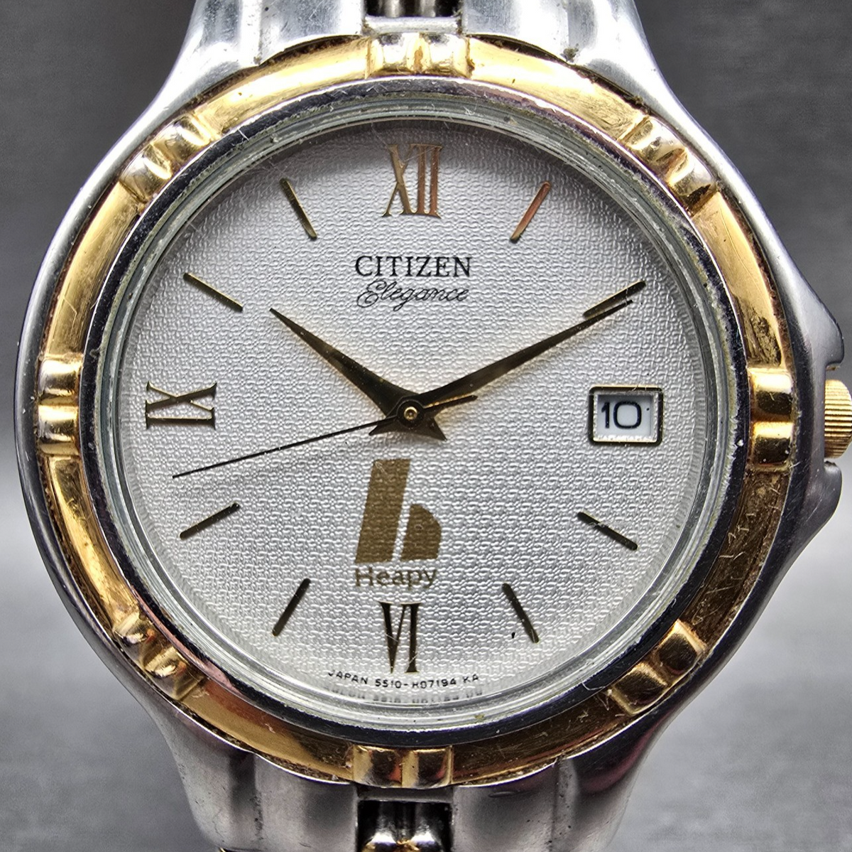 Citizen Elegance Watch Men 35mm Silver Dial Two Tone Date 5510-H04511 New Batt J1