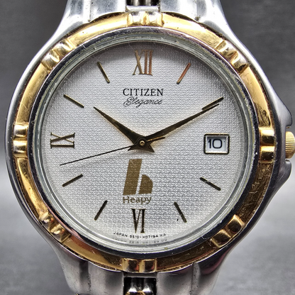Citizen Elegance Watch Men 35mm Silver Dial Two Tone Date 5510-H04511 New Batt J1