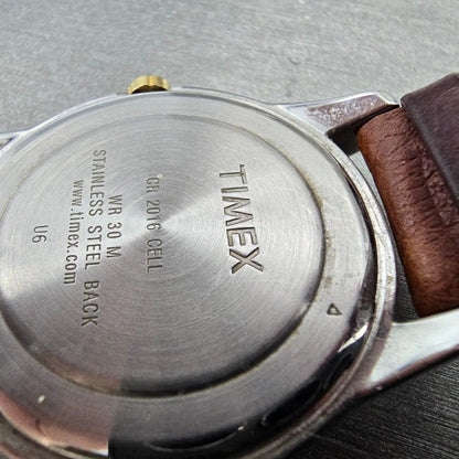Timex Elevated Classics Watch Men 36mm Silver Dial TwoTone Daydate T2N105 NewBat9