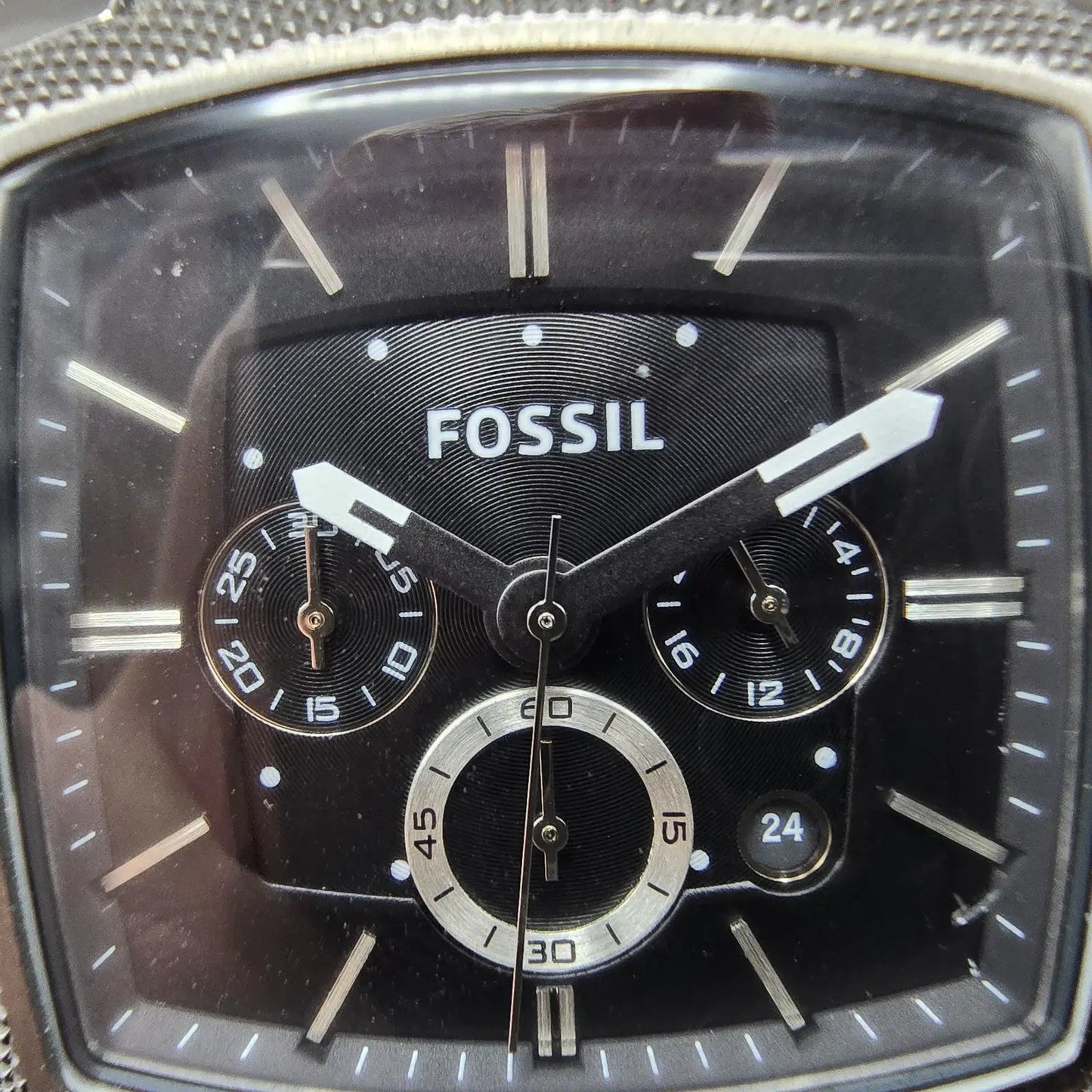 Fossil Chronograph Watch Men 44mm Black Dial Black tone Date FS-4719 New Battery1