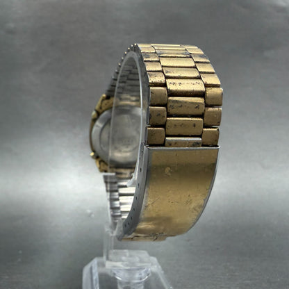 Seiko Digital Watch Men 33mm LCD Gold Tone Date  Rectangle 0439-4029 PARTS8