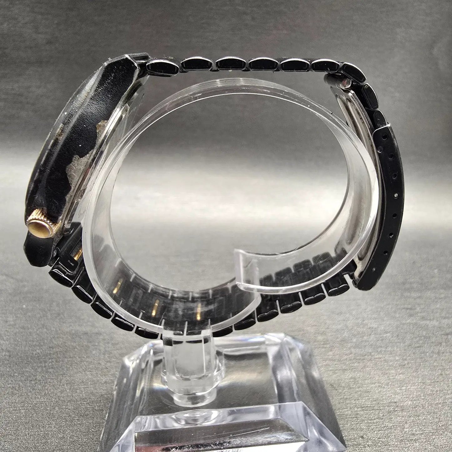 Seiko Sports 100 Watch Men 37mm Black Dial Two Tone Daydate 6923-7069 New Batt6