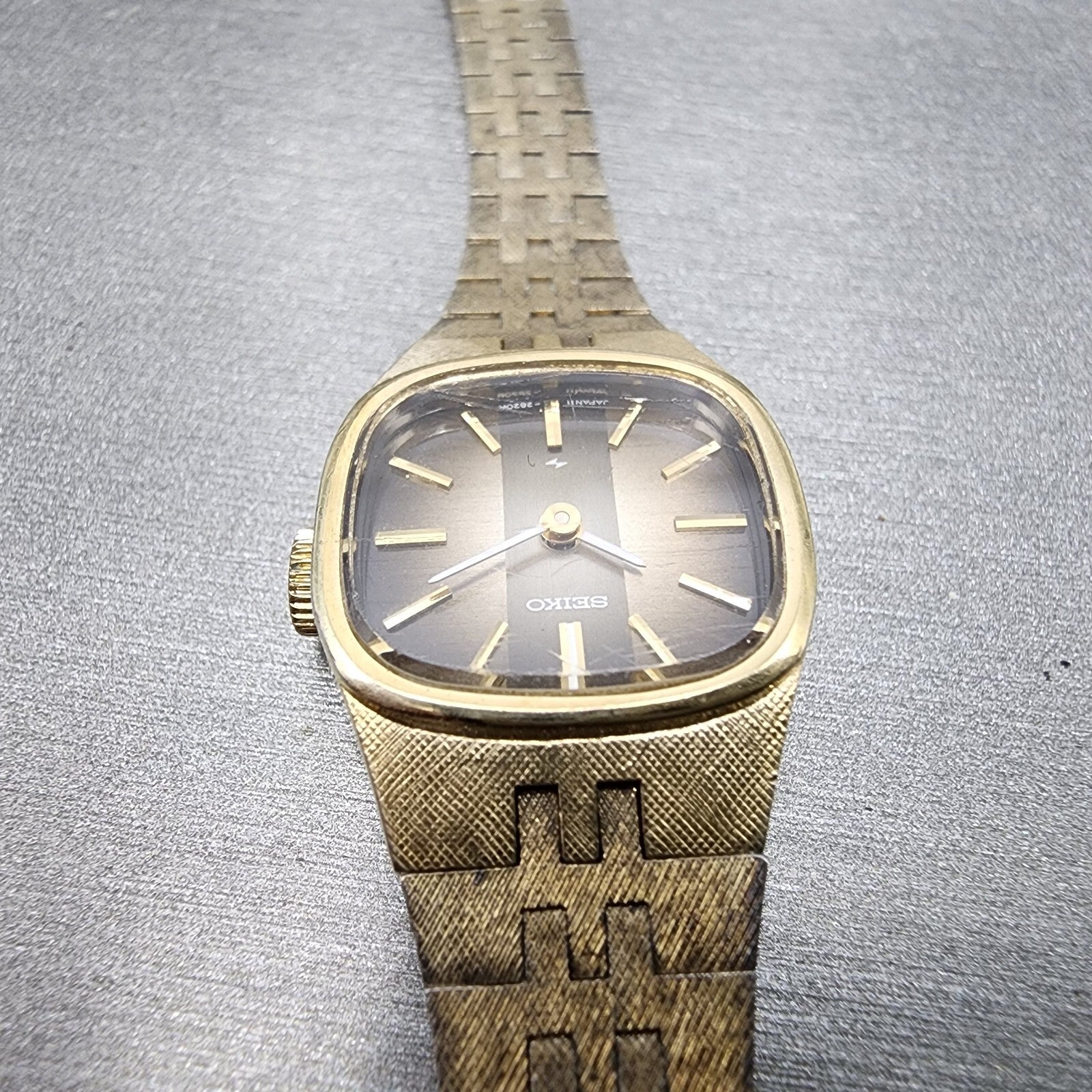 VTG Seiko Watch Women 19mm Brown Dial Gold Tone Rectangle READ!!!!!! Manual4