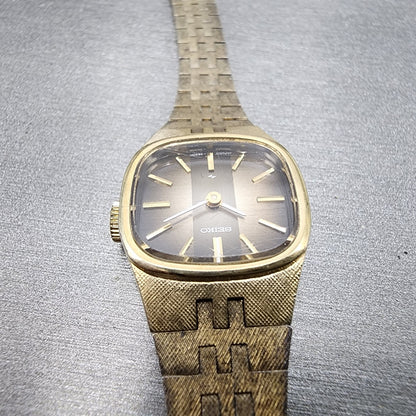 VTG Seiko Watch Women 19mm Brown Dial Gold Tone Rectangle READ!!!!!! Manual4