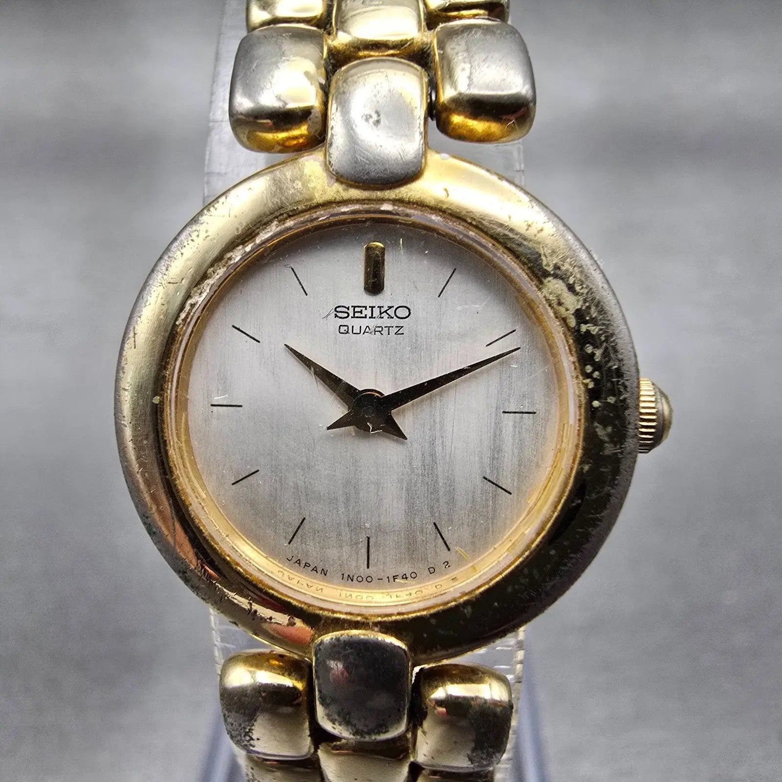 Seiko Watch Women 21mm MOP Dial Gold Tone Round 1N00-0D79 New Battery Vintage1