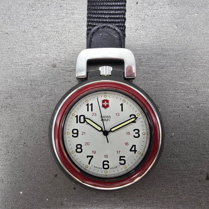 Victorinox Swiss Army Pocket Watch Men 48mm White Dial Black Tone 24723 New BatK0