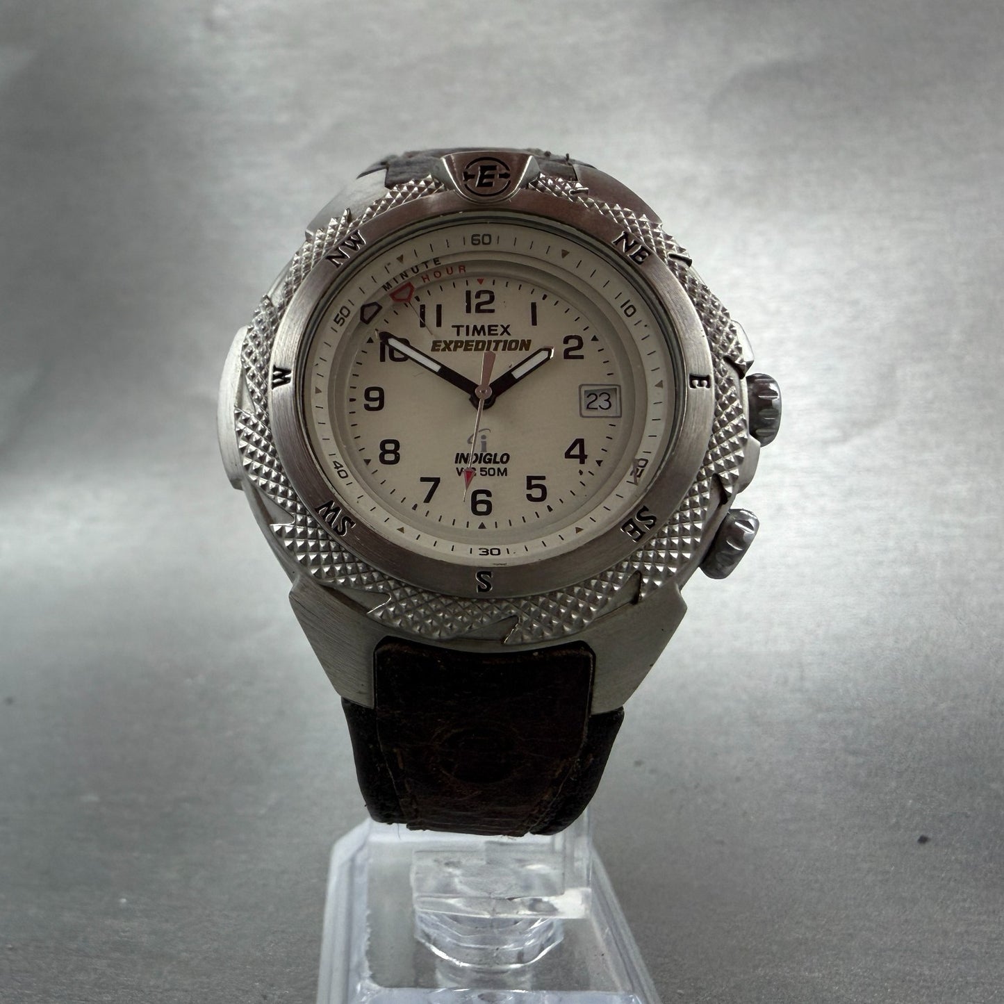 Timex Expedition Watch Men 41mm White Dial Silver Tone Alarm Date New Battery5