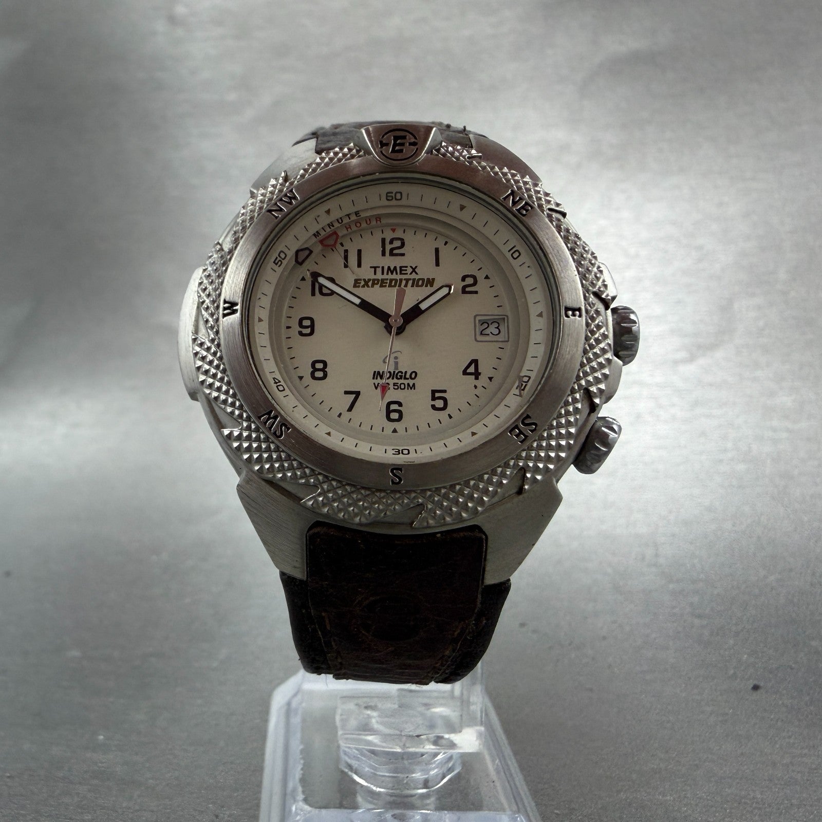 Timex Expedition Watch Men 41mm White Dial Silver Tone Alarm Date New Battery5