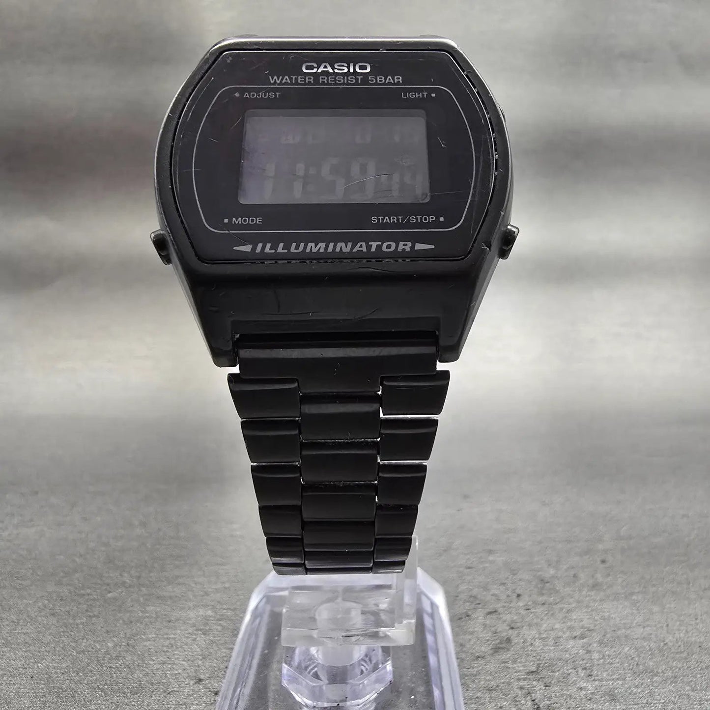 Casio B640W Digital Watch Men 35mm Black Dial Black Tone Chrono Alarm New Batt5
